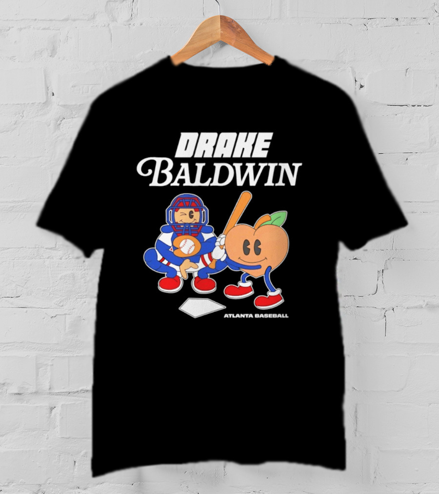 Drake Baldwin Atlanta Baseball Animated Peach Catcher T-Shirt