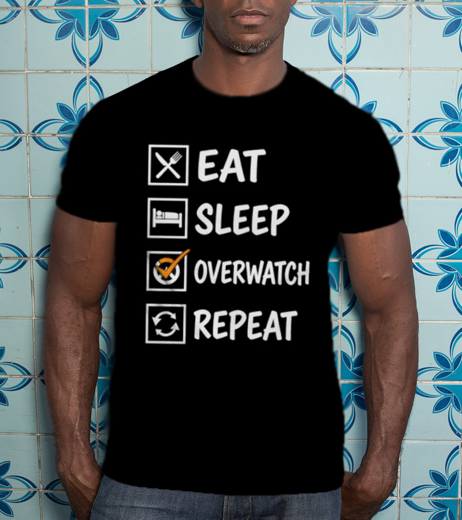 Eat Sleep Over Repeat Gaming Checklist Gamer T-Shirt