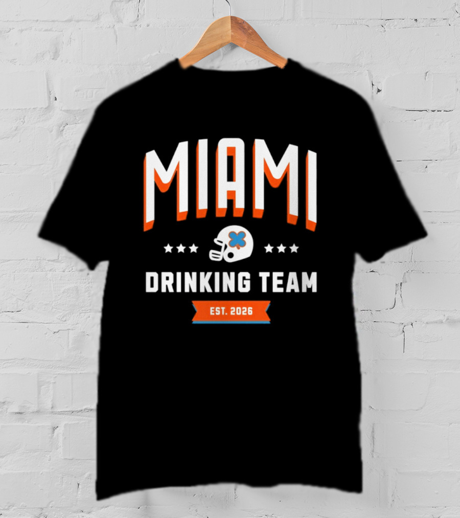 Miami Dolphins Drinking Team Est 2026 Football Helmet Stars T-Shirt