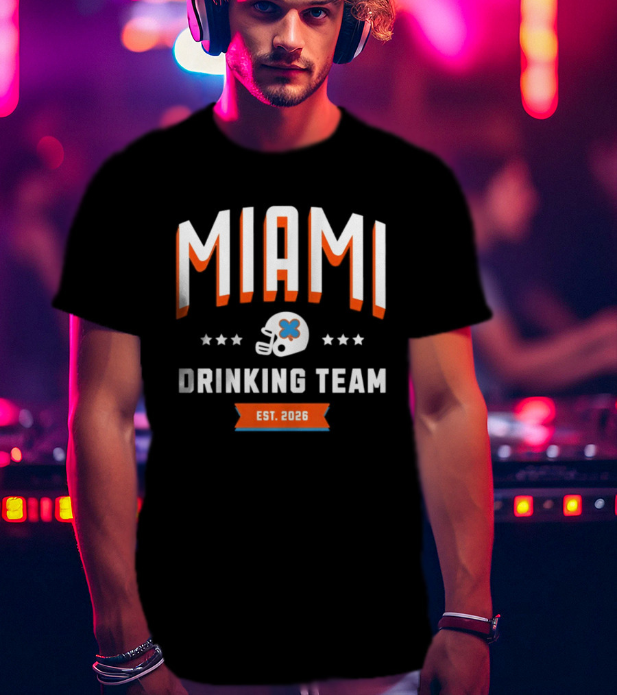 Miami Dolphins Drinking Team Est 2026 Football Helmet Stars T-Shirt