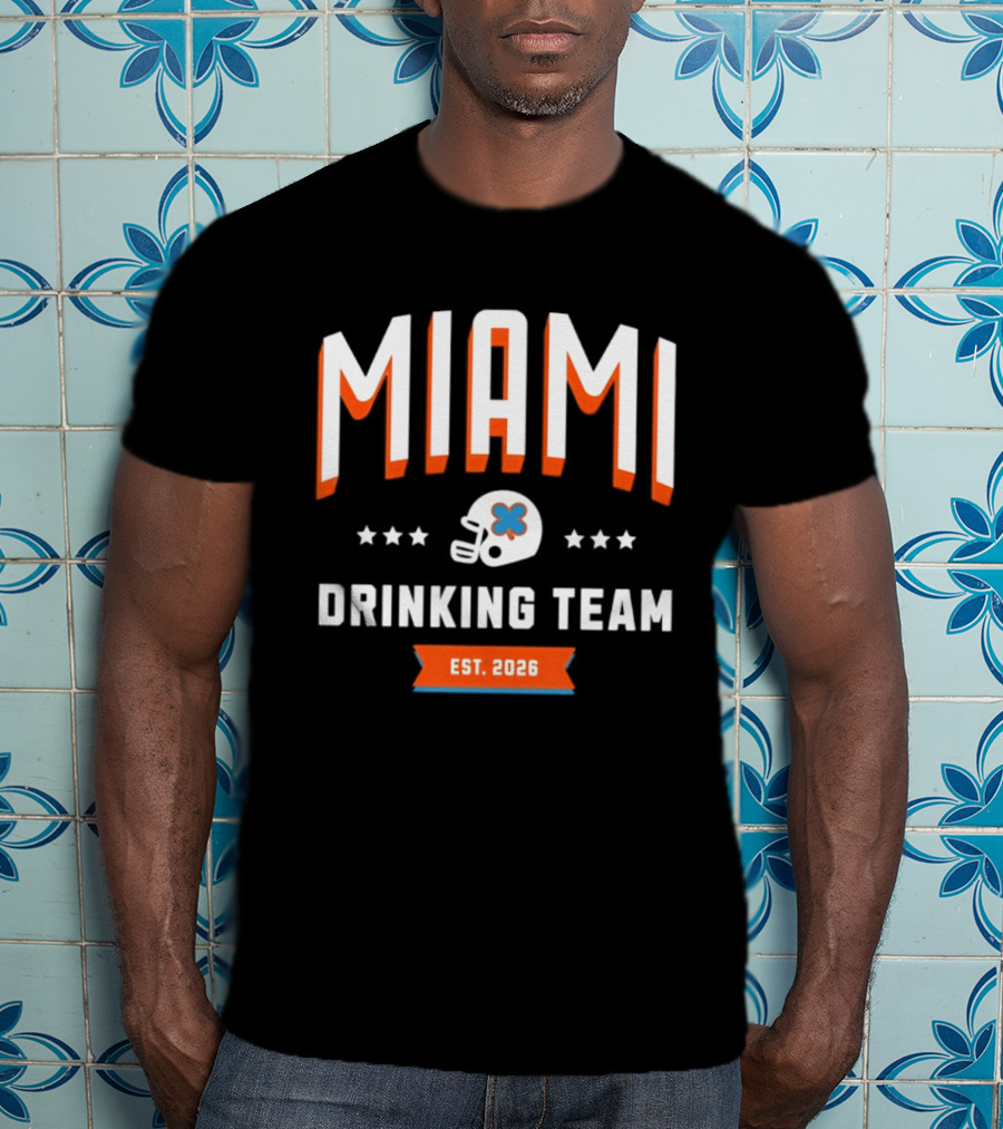 Miami Dolphins Drinking Team Est 2026 Football Helmet Stars T-Shirt