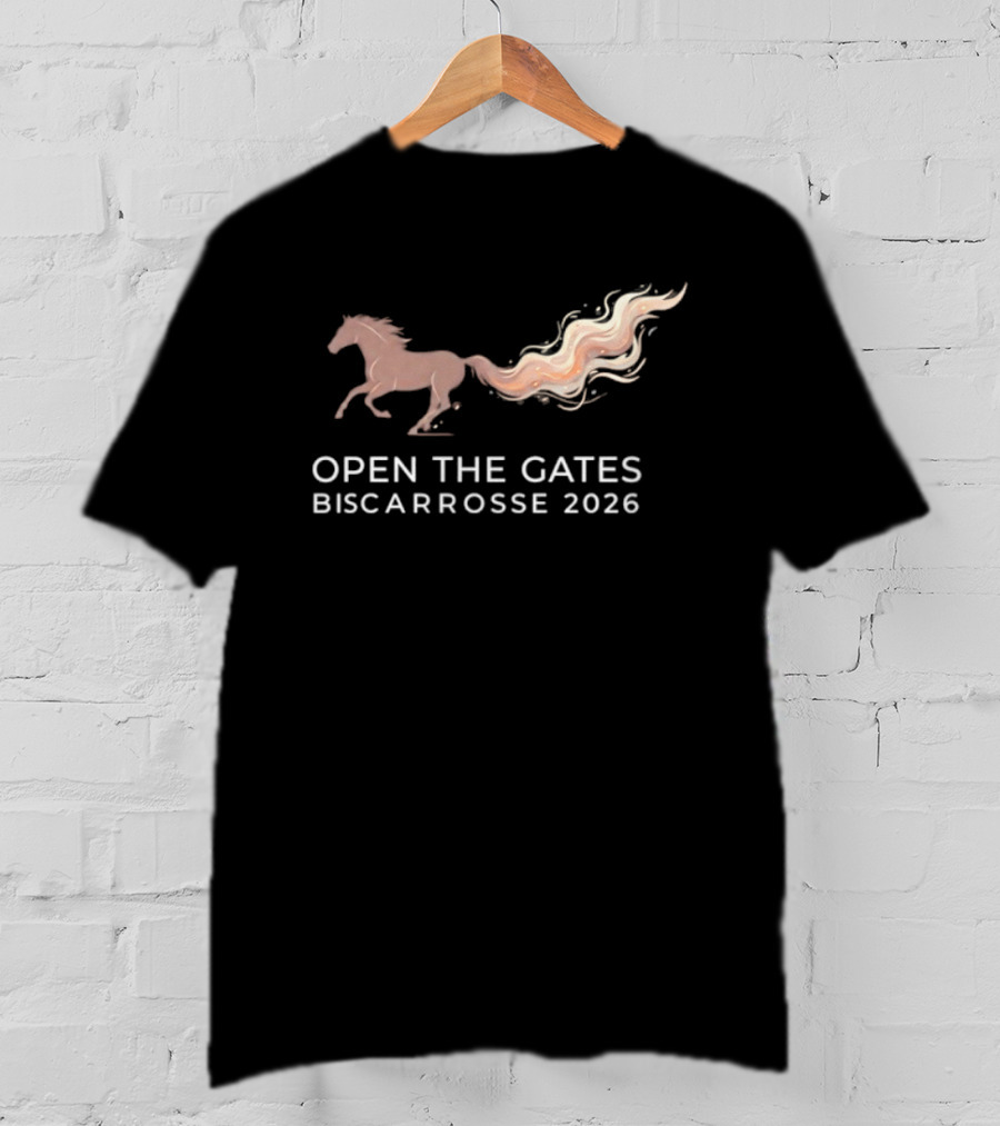 Open The Gates Biscarrosse 2026 Horse With Flowing Tail T-Shirt