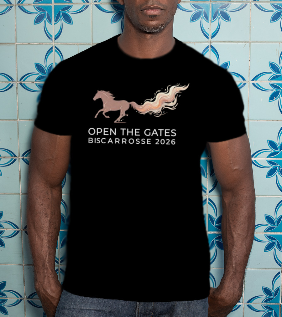 Open The Gates Biscarrosse 2026 Horse With Flowing Tail T-Shirt