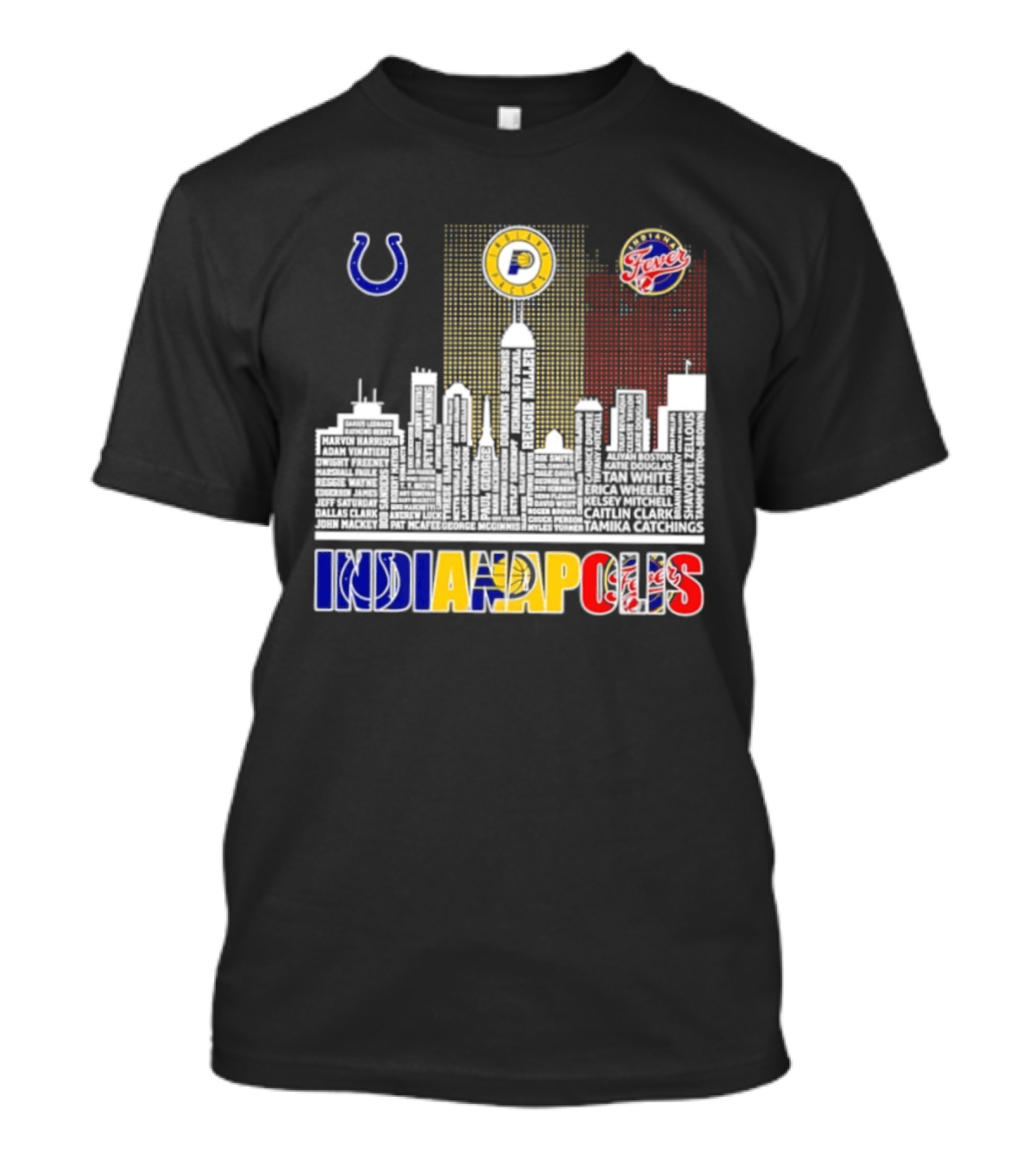Indianapolis Colts Pacers Fever Skyline Logos And Cityscape T-Shirt