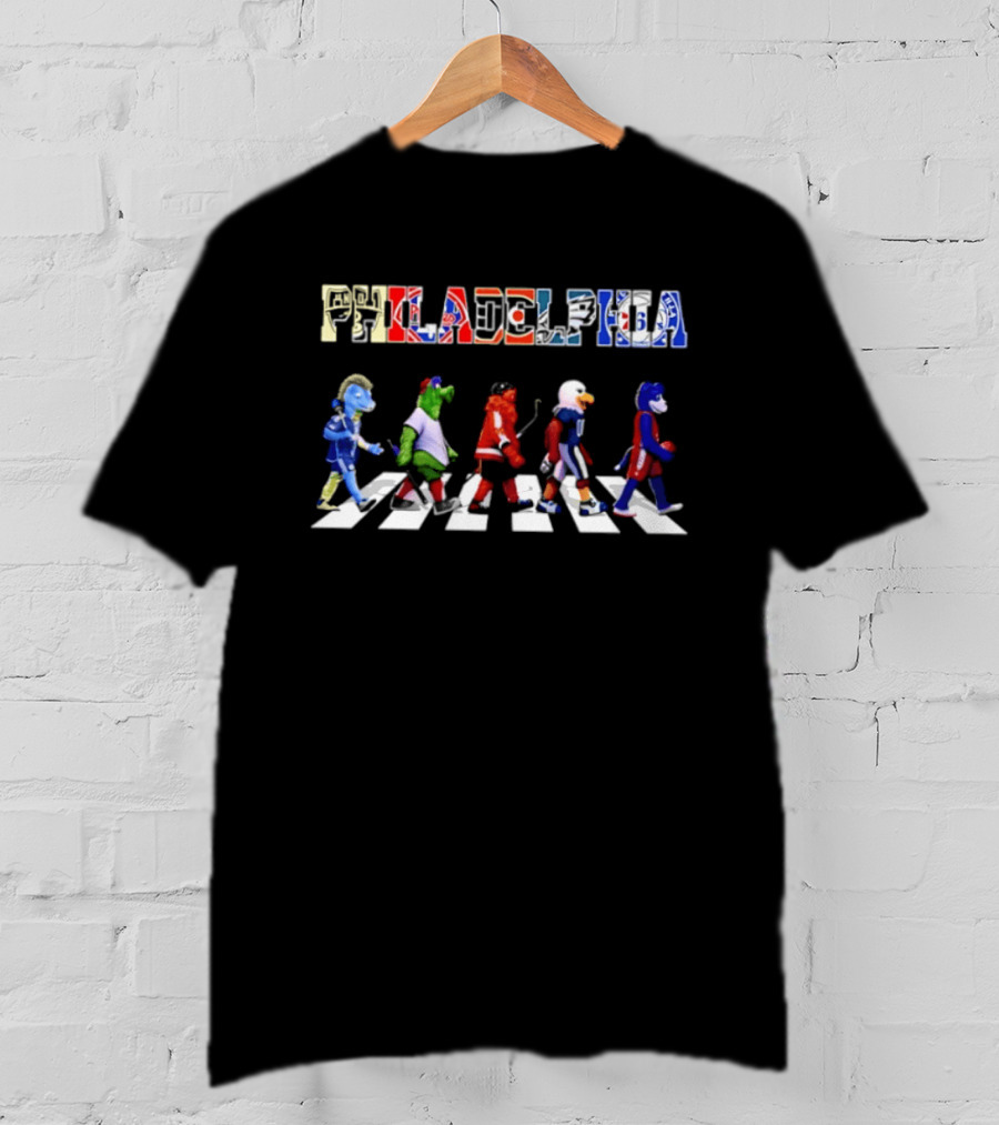 Philadelphia Sports Mascots Abbey Road Walk T-Shirt