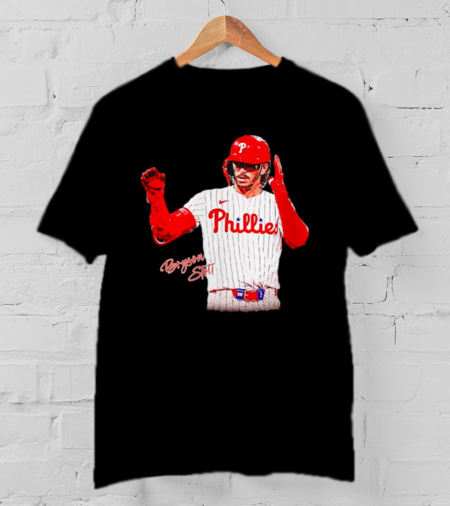 Philadelphia Phillies Bryson Stott Baseball Player Red And White Uniform T-Shirt