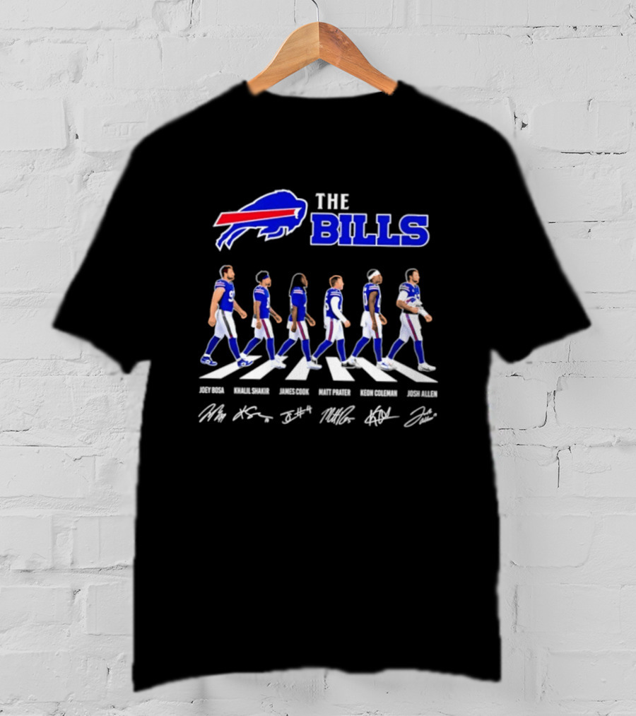 The Bills Josh Allen Joey Bosa Khalil Shakir James Cook Keon Coleman Matt Prater Abbey Road NFL Signatures T-Shirt