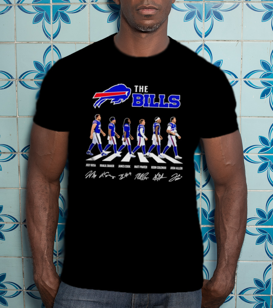 The Bills Josh Allen Joey Bosa Khalil Shakir James Cook Keon Coleman Matt Prater Abbey Road NFL Signatures T-Shirt