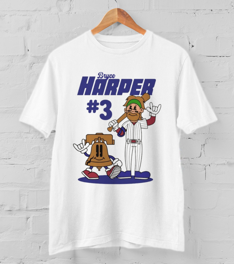 Bryce Harper #3 Philadelphia Phillies MLB Liberty Bell Animated Players T-Shirt