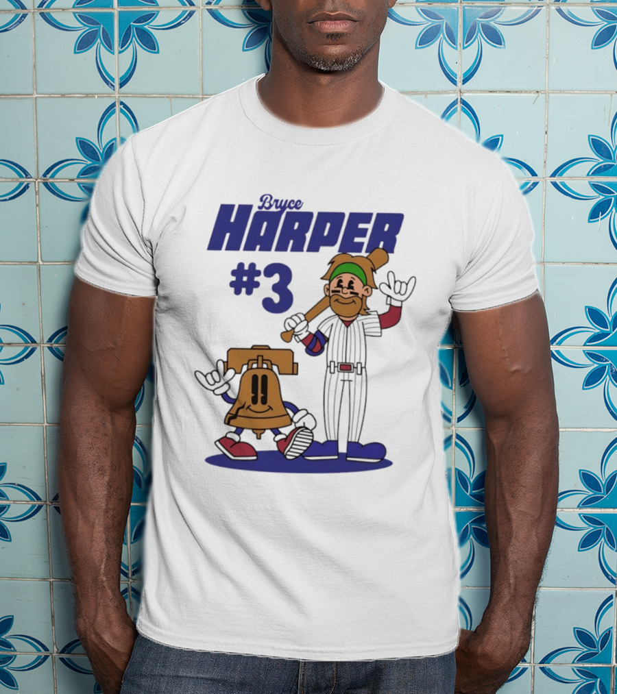 Bryce Harper #3 Philadelphia Phillies MLB Liberty Bell Animated Players T-Shirt