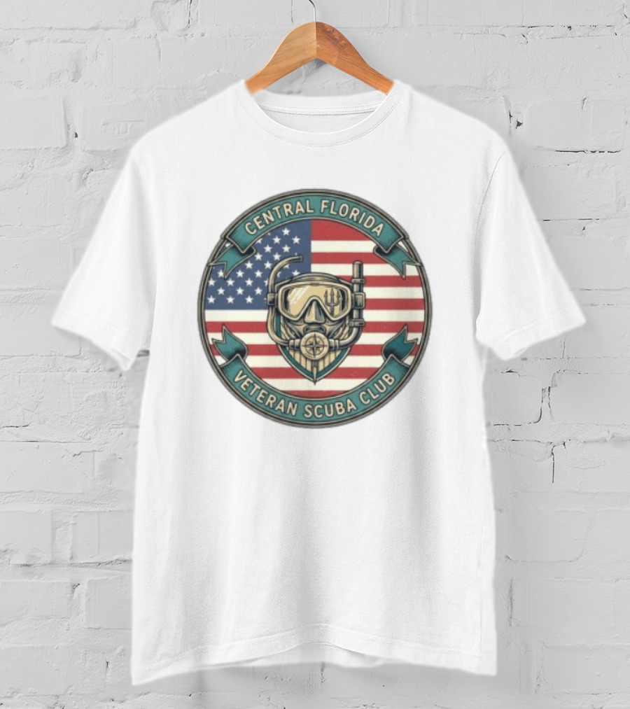 Central Florida Veteran Scuba Club American Flag Dive Mask T-Shirt