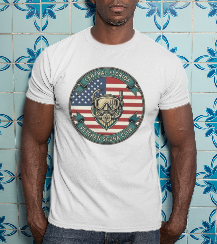 Central Florida Veteran Scuba Club American Flag Dive Mask T-Shirt