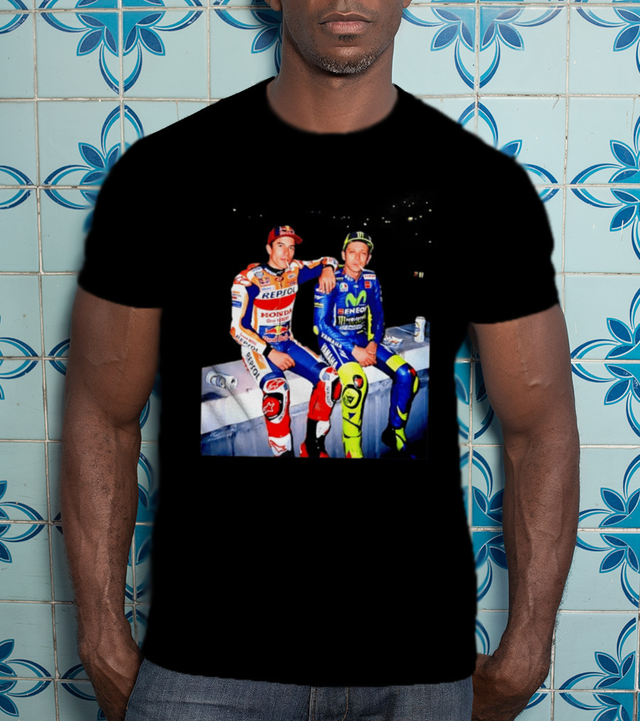 Valentino Rossi Marc Marquez MotoGP Repsol Yamaha Smoking Beer T-Shirt