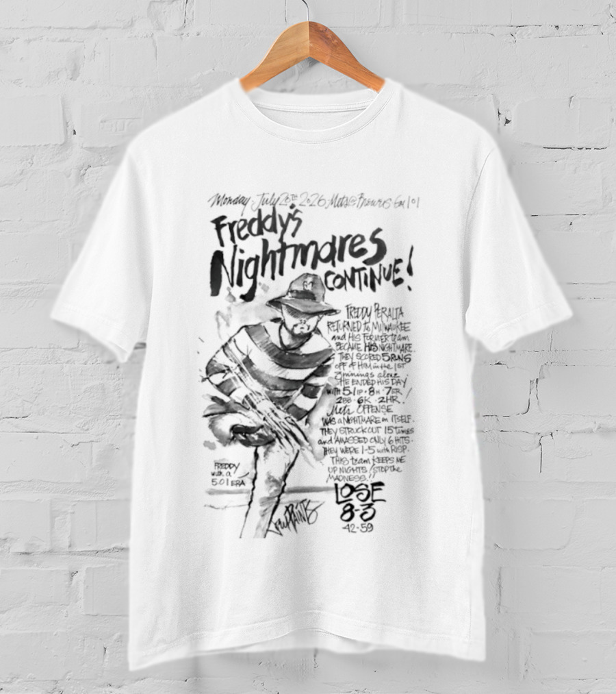 Freddy Peralta Freddy's Nightmares Continue New York Mets T-Shirt