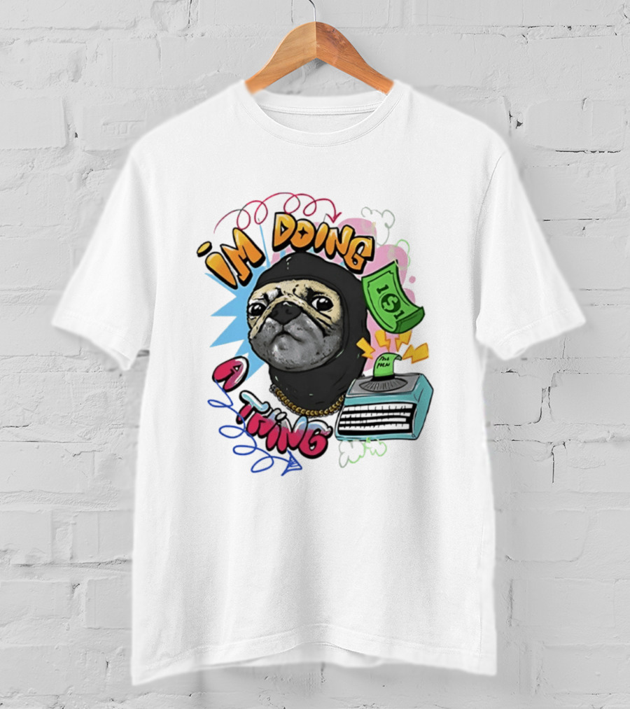 Roodabeguh Im Doing A Thing Funny Sloth In With Money And Typewriter T-Shirt