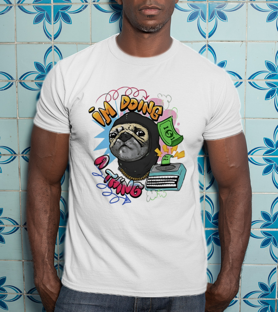 Roodabeguh Im Doing A Thing Funny Sloth In With Money And Typewriter T-Shirt