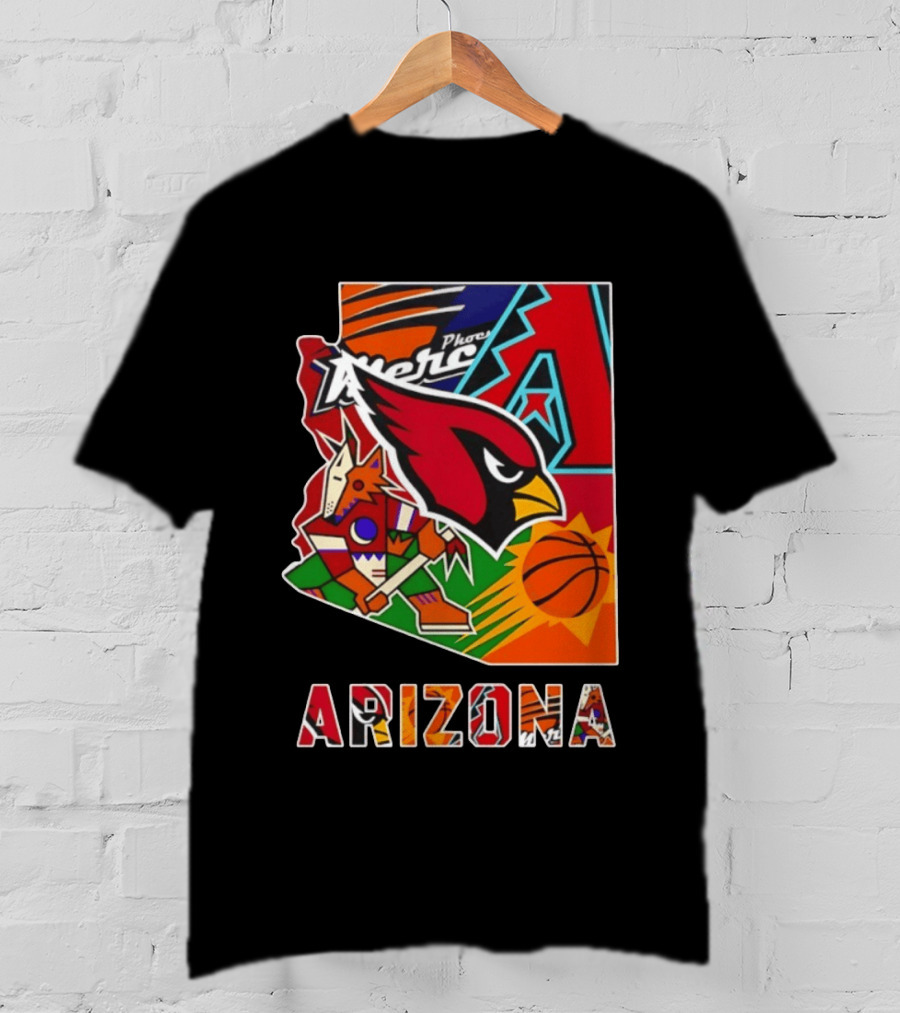 Arizona Cardinals Diamondbacks Suns Mercury Coyotes Sports Teams Map 2026 T-Shirt