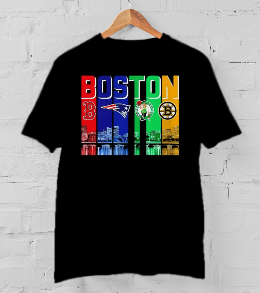 Boston Red Sox Patriots Celtics Bruins Skyline T-Shirt