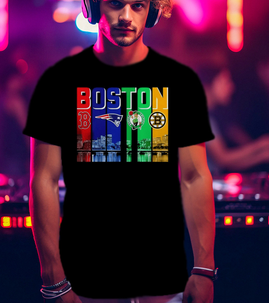 Boston Red Sox Patriots Celtics Bruins Skyline T-Shirt