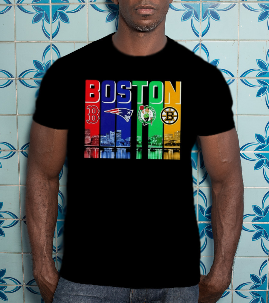 Boston Red Sox Patriots Celtics Bruins Skyline T-Shirt