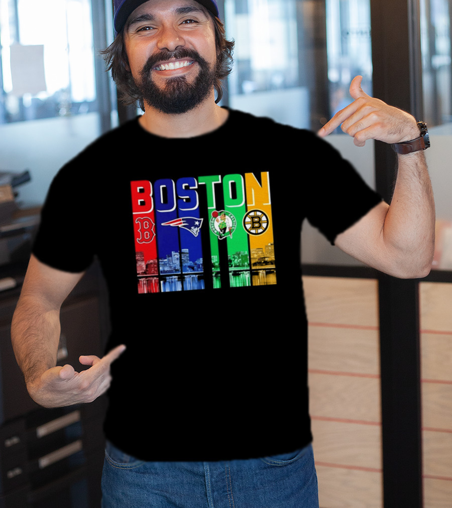 Boston Red Sox Patriots Celtics Bruins Skyline T-Shirt