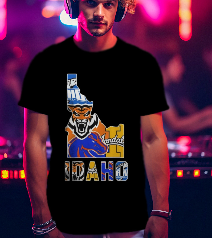 Idaho State Bengals Boise State Broncos Vandals Map Collage 2026 T-Shirt