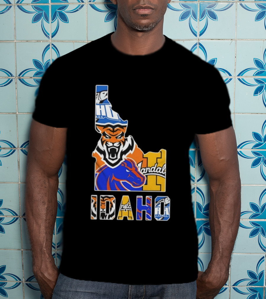 Idaho State Bengals Boise State Broncos Vandals Map Collage 2026 T-Shirt
