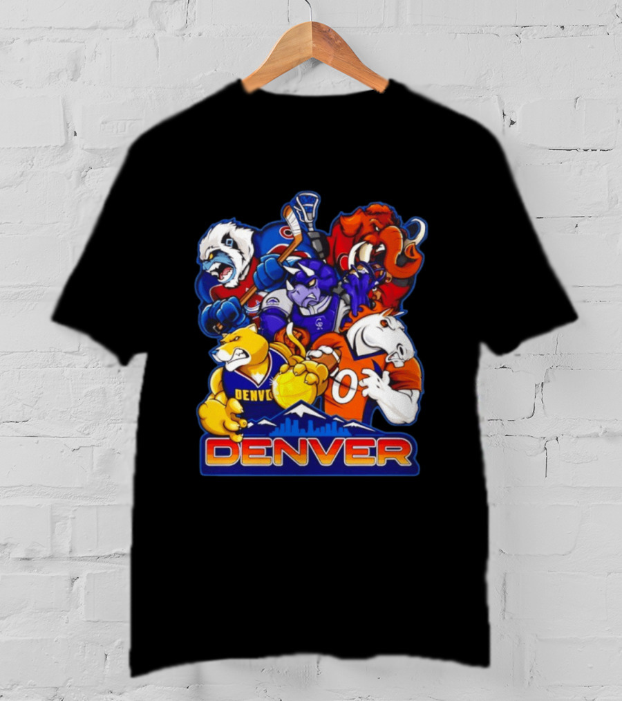 Denver Sports Teams Mascot Collage Featuring Iconic City T-Shirt