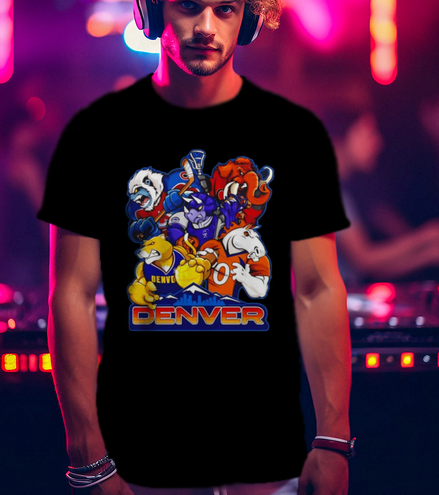 Denver Sports Teams Mascot Collage Featuring Iconic City T-Shirt