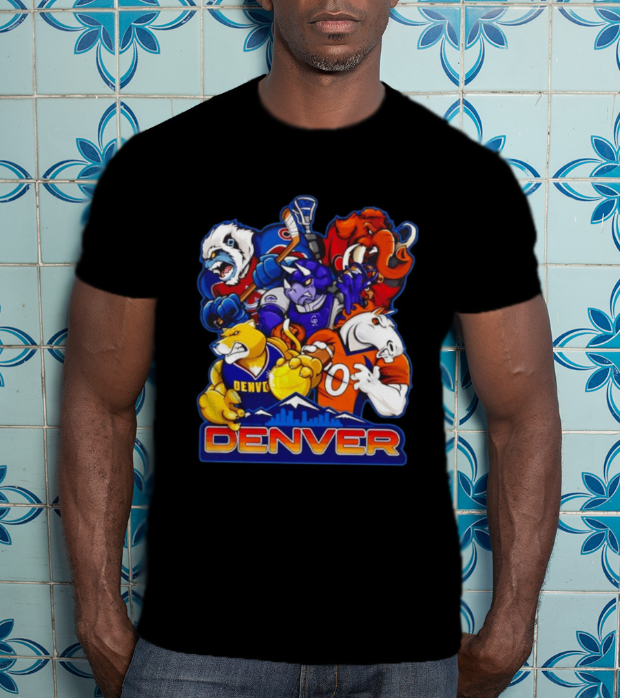 Denver Sports Teams Mascot Collage Featuring Iconic City T-Shirt