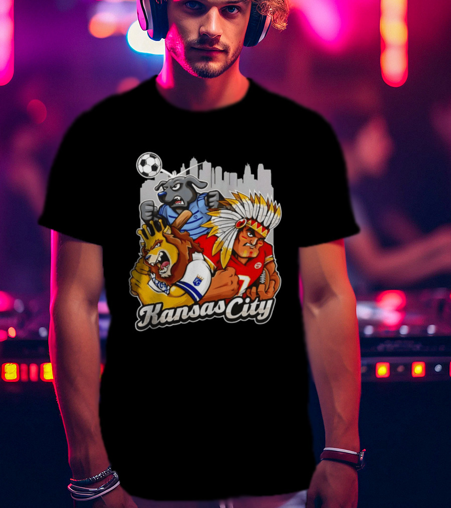Kansas City Chiefs Royals Sporting KC Cityscape Sports Mashup T-Shirt