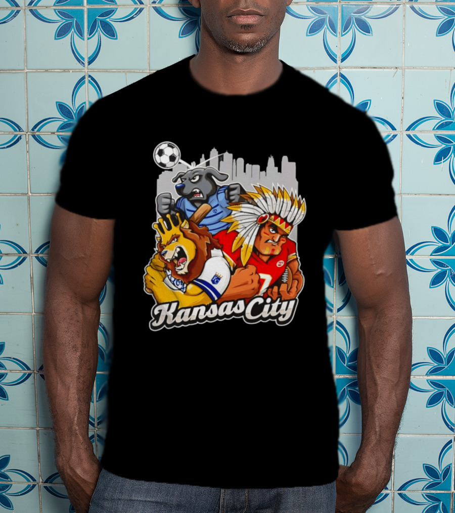 Kansas City Chiefs Royals Sporting KC Cityscape Sports Mashup T-Shirt