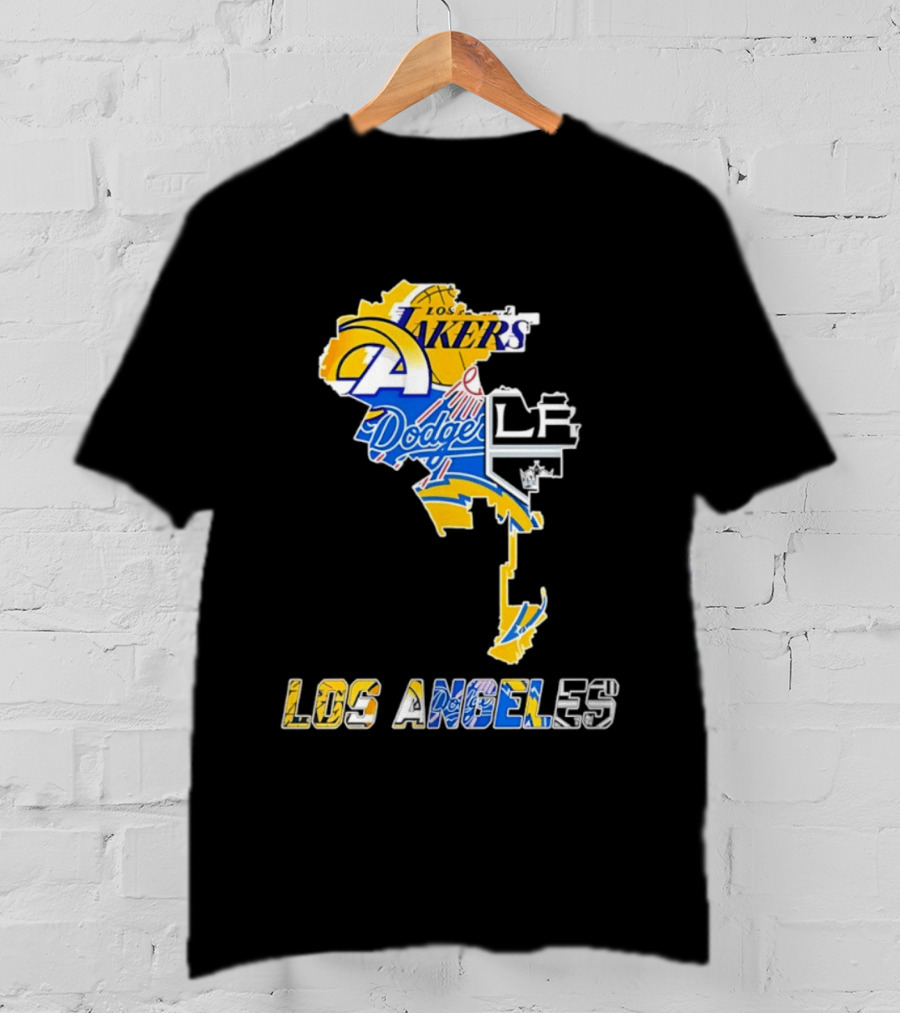 Los Angeles Lakers Dodgers Rams Chargers Kings Map Season 2026 T-Shirt