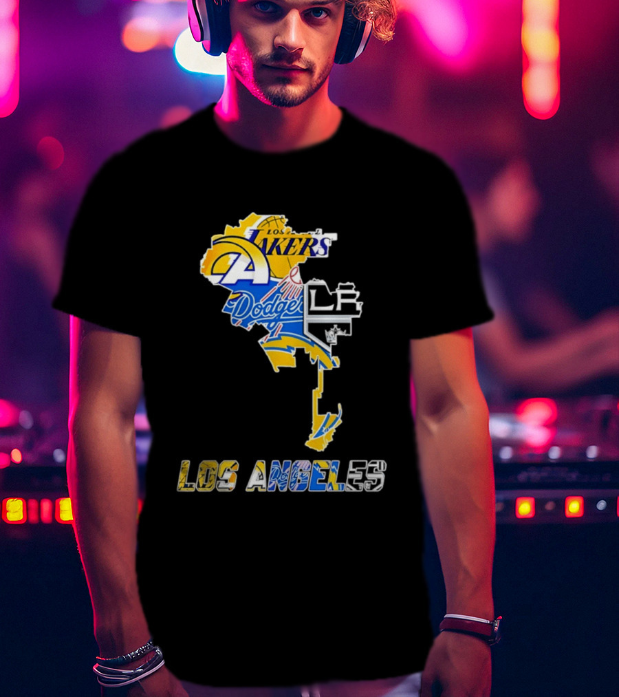 Los Angeles Lakers Dodgers Rams Chargers Kings Map Season 2026 T-Shirt