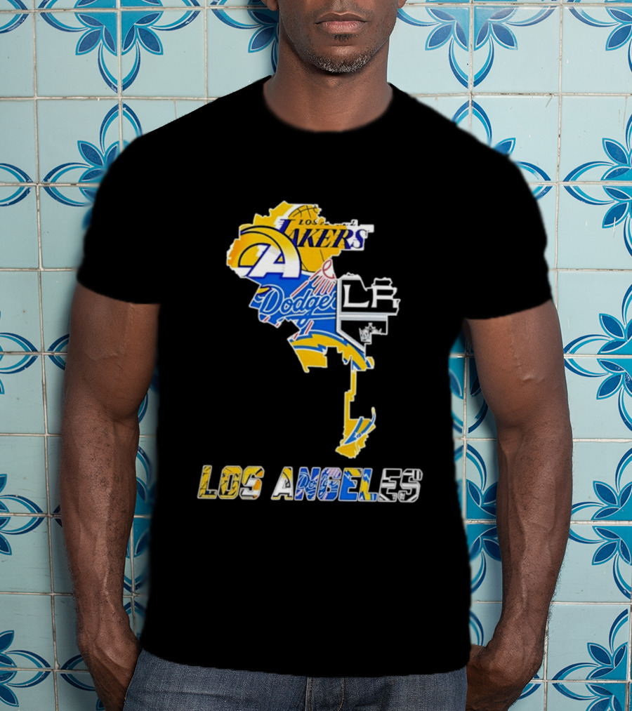 Los Angeles Lakers Dodgers Rams Chargers Kings Map Season 2026 T-Shirt