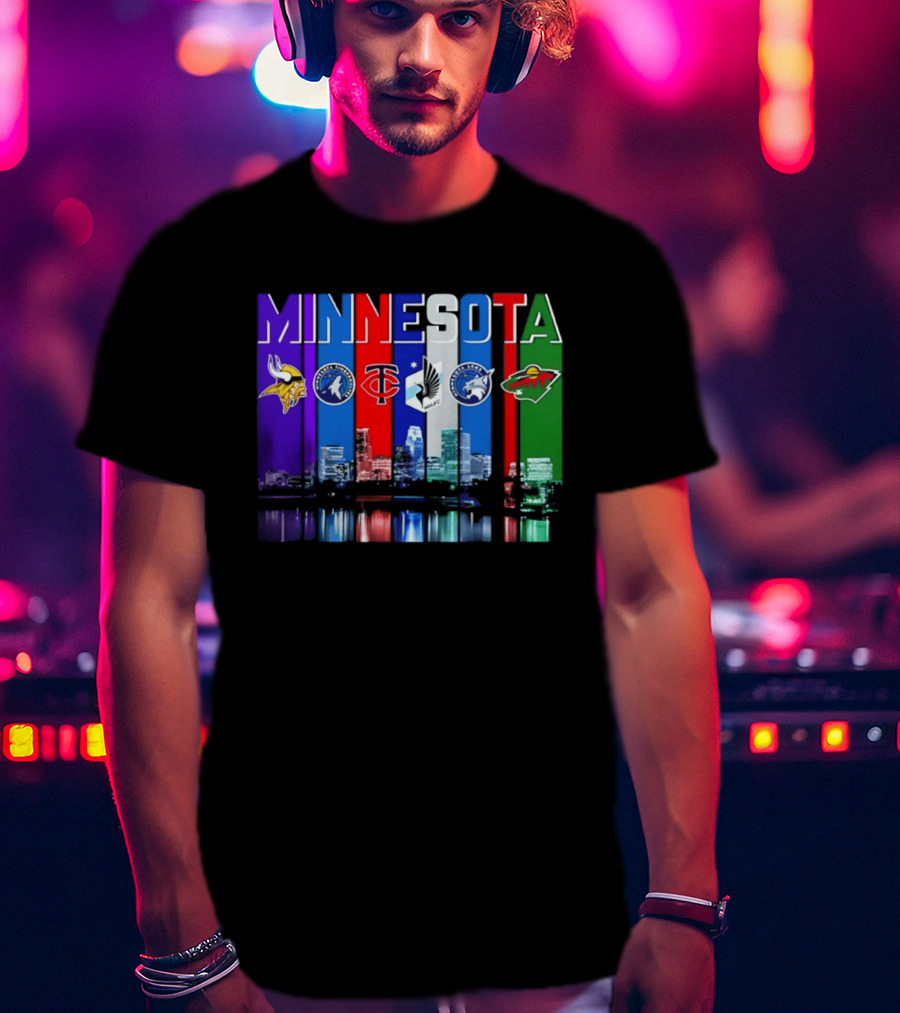 Minnesota Vikings Timberwolves Twins Lynx Wild Skyline 2026 T-Shirt