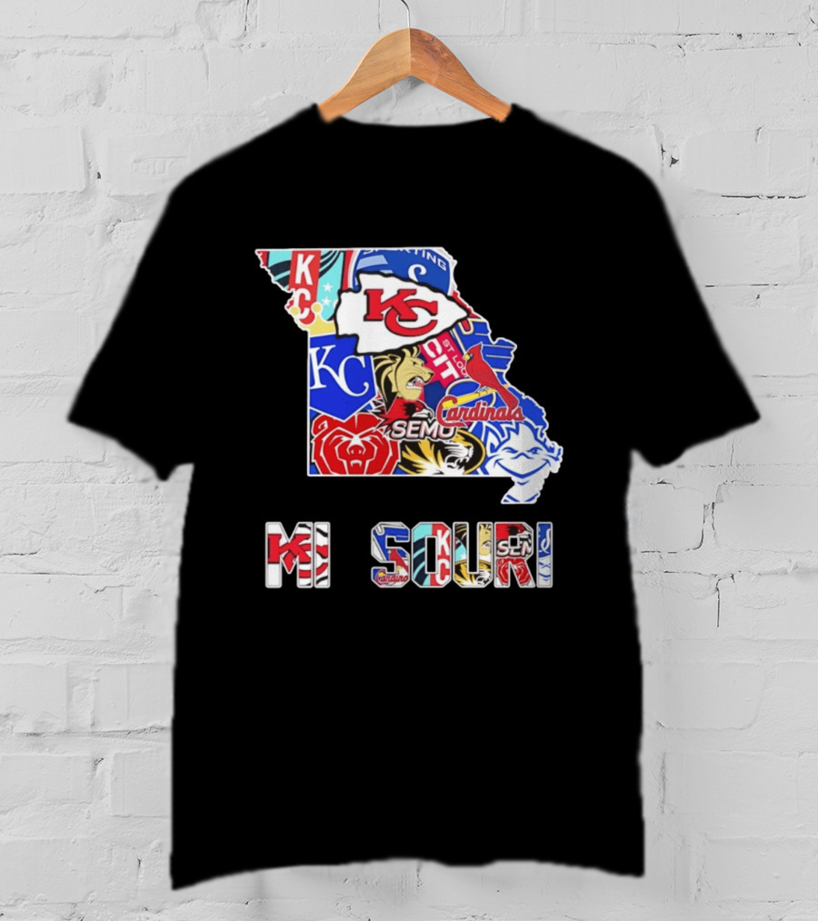 Missouri State KC Chiefs Cardinals SEMO Tigers Sports Map T-Shirt