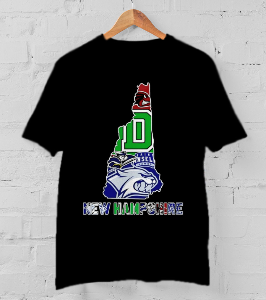 New Hampshire State Map Saint Anselm Hawks Wildcats Dartmouth Big Green 2026 T-Shirt