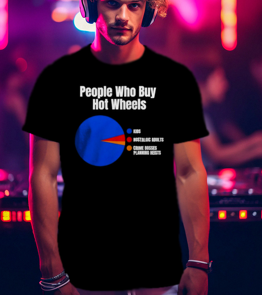 People Who Buy Hot Wheels Nostalgic Adults Crime Bosses Planning Heists Pie Chart T-Shirt