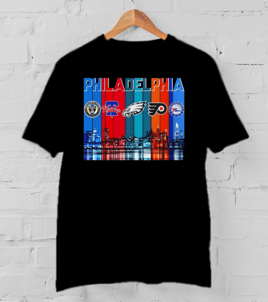 Philadelphia Union Phillies Eagles Flyers 76ers Skyline 2026 T-Shirt