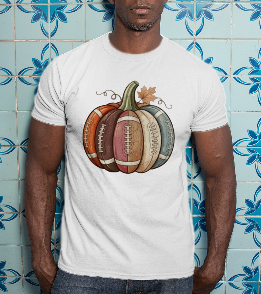 Football Pumpkin Fall Autumn Sports Harvest Season Decor T-Shirt