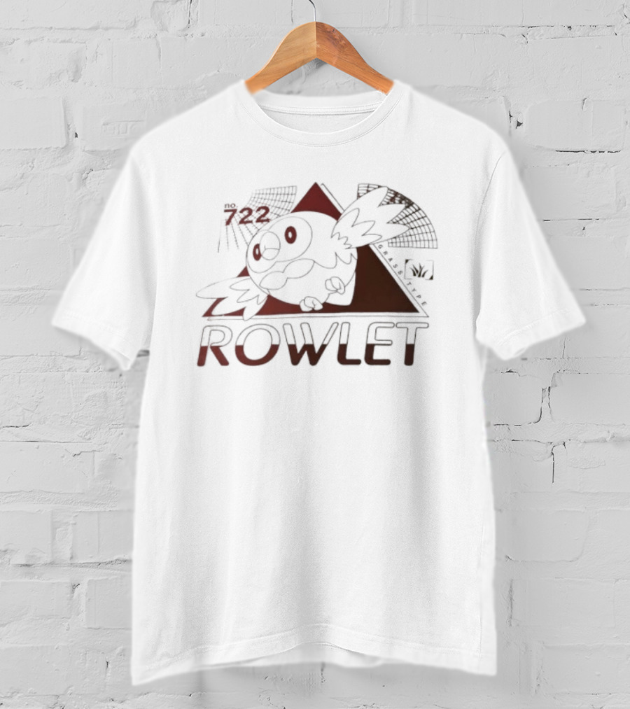 Rowlet 722 Grass Type Pokémon Triangular Art Featuring Iconic Owl T-Shirt