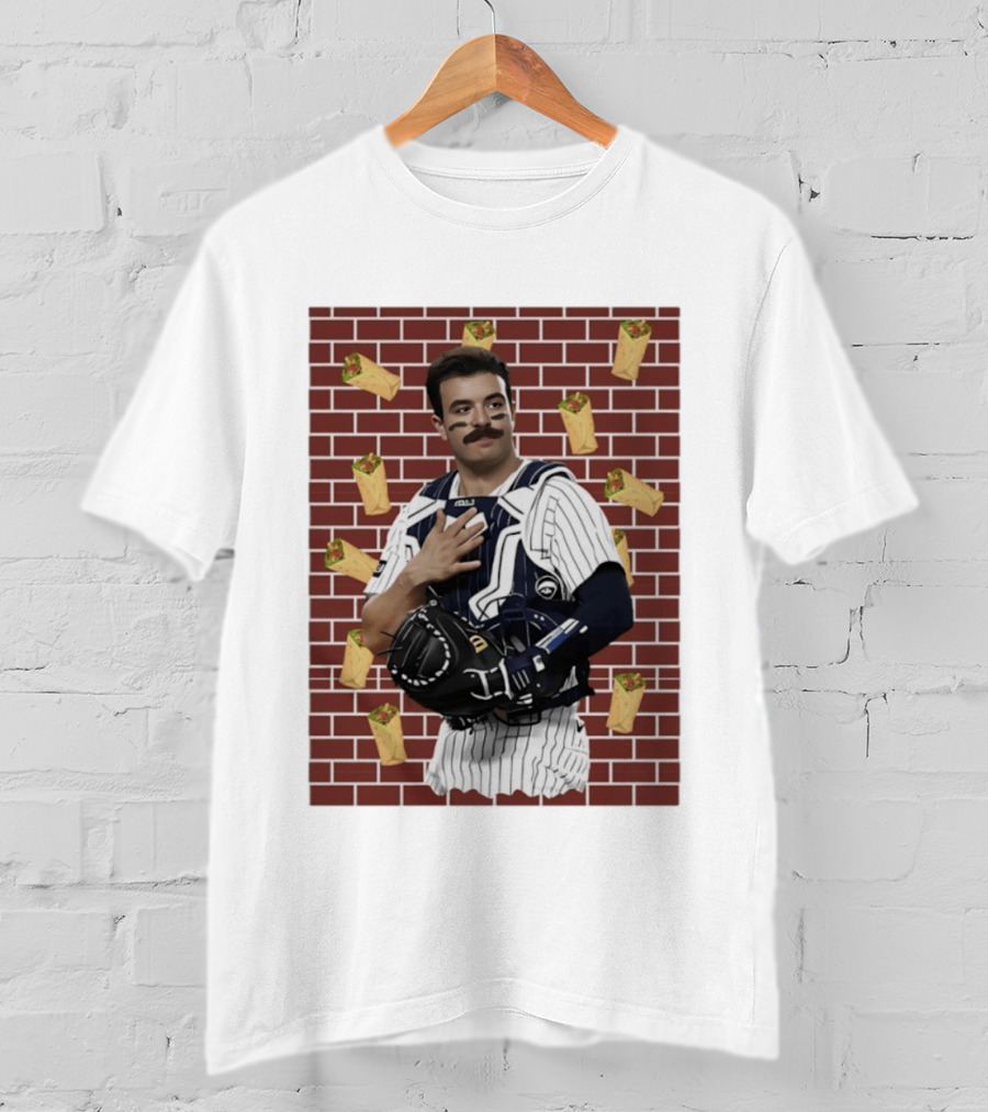 Yankees Austin Wells Catcher With Brick Wall And Burrito T-Shirt