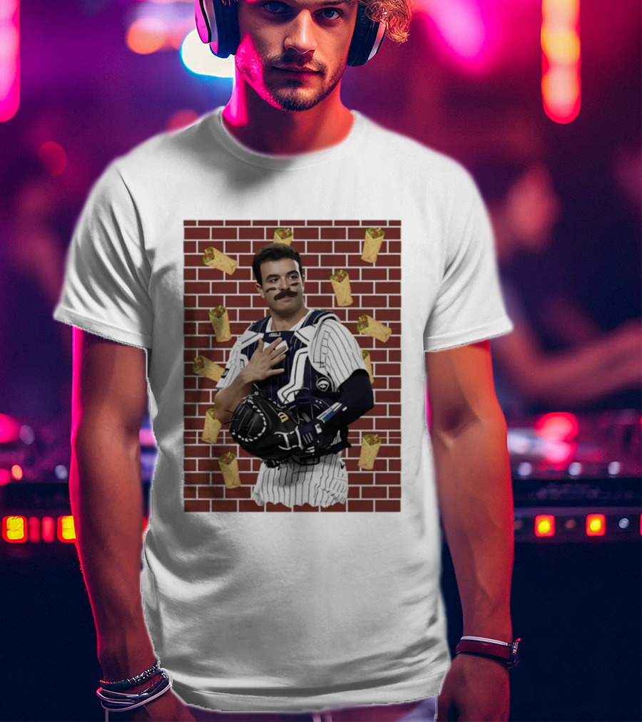 Yankees Austin Wells Catcher With Brick Wall And Burrito T-Shirt
