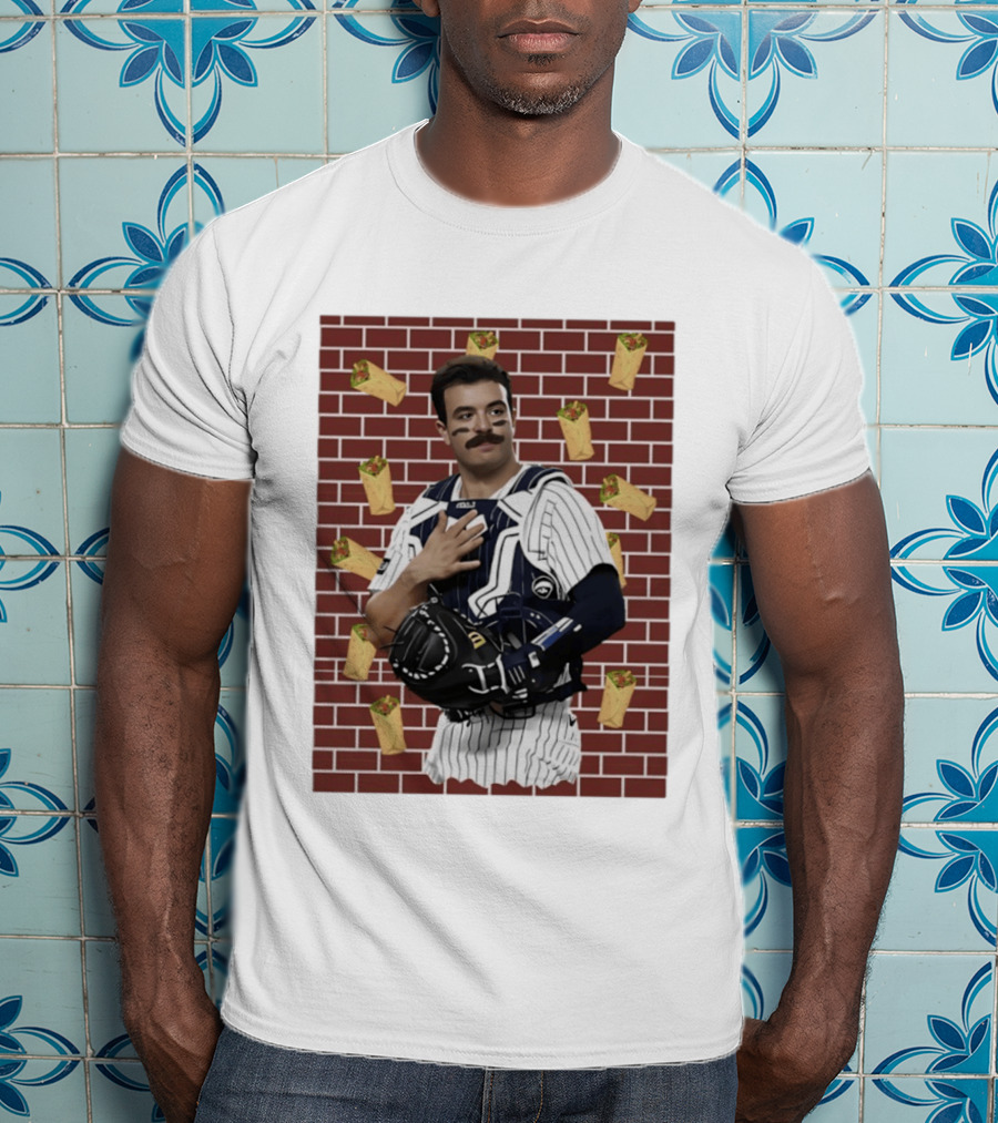 Yankees Austin Wells Catcher With Brick Wall And Burrito T-Shirt