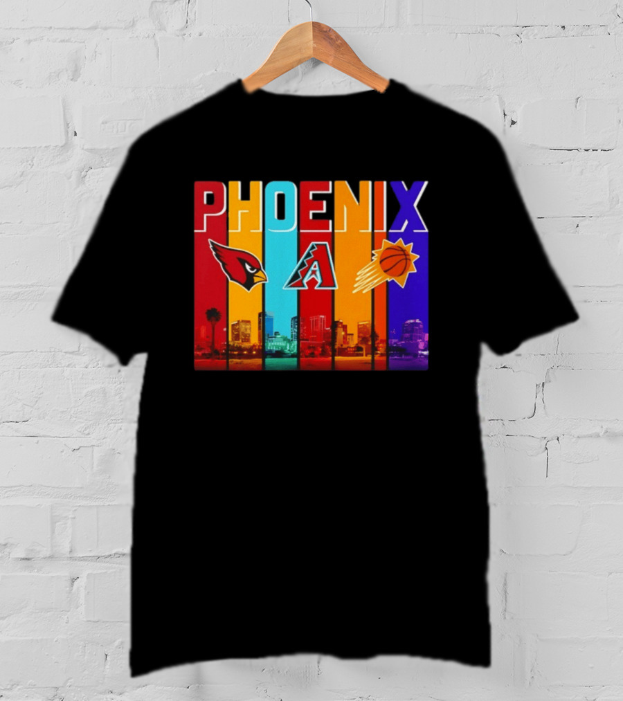 Phoenix Cardinals Diamondbacks Suns Skyline Sports Logos T-Shirt