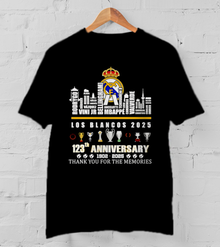Real Madrid Los Blancos 2025 123th Anniversary 1902 2025 Thank You For The Memories T-Shirt