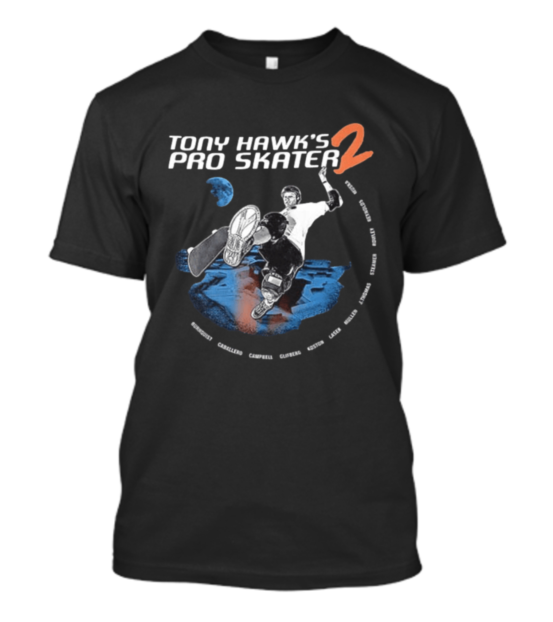 Tony Hawk's Pro Skater 2 Hawk's Back With New Technology New Pros And New Tracks 2 Sided Flip McTwist Skateboarding Legends T-Shirt