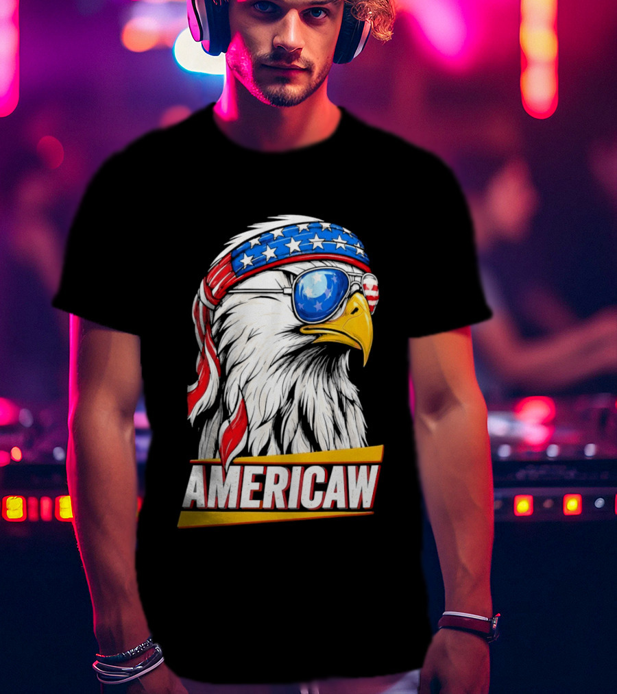 Bald Eagle Americaw Bandana American Flag USA T-Shirt