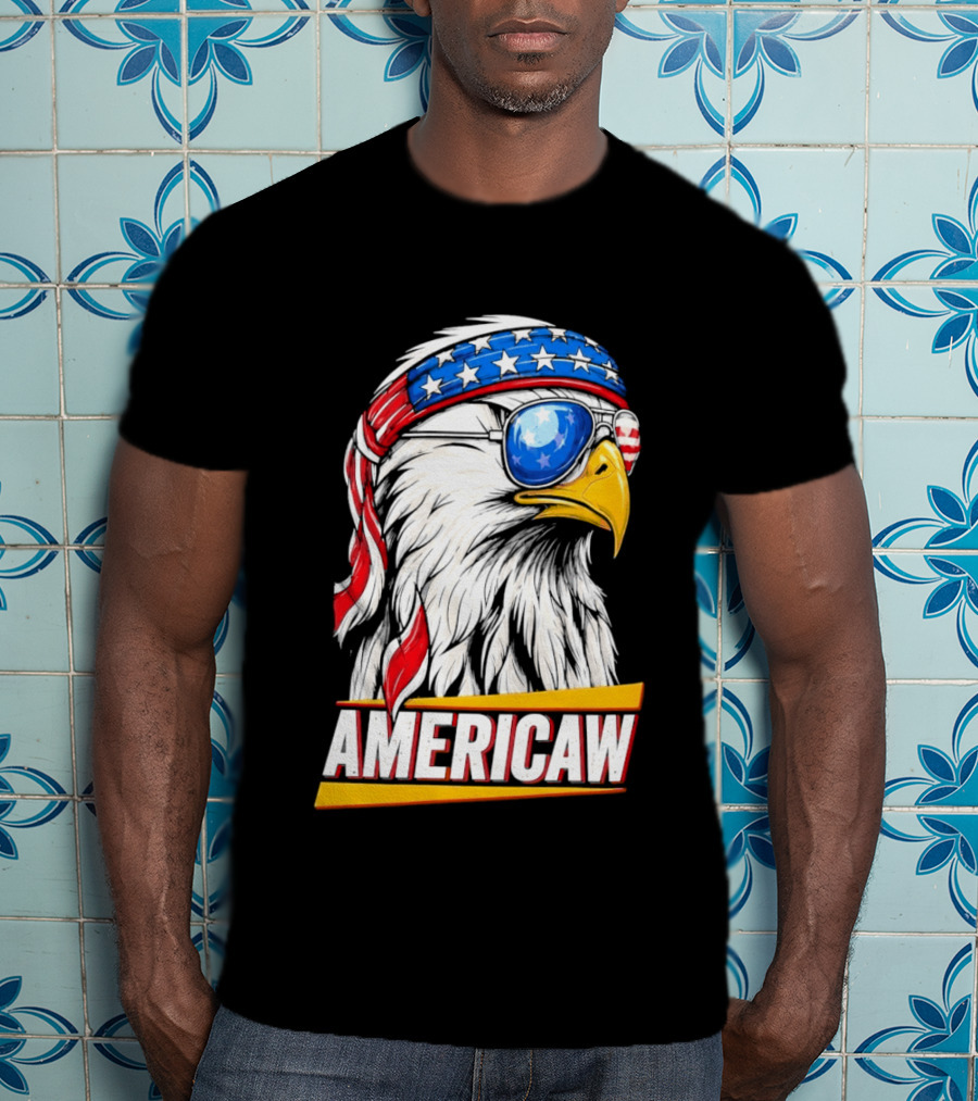 Bald Eagle Americaw Bandana American Flag USA T-Shirt